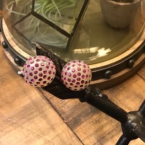 Vintage Lucite and Crystal Dome Earrings